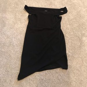 Over the Shoulder Black Dress